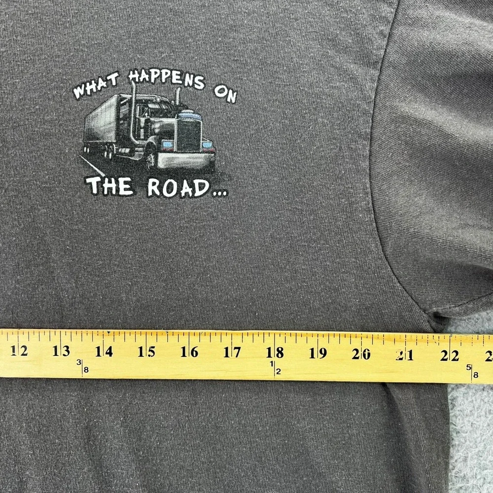 VTG Y2k Delta Magnum Weight Trucker Shirt Men XL Black What Happens On The Road